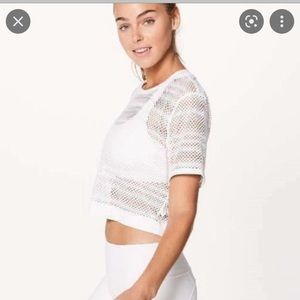 White Lululemon Mesh Crop Tee